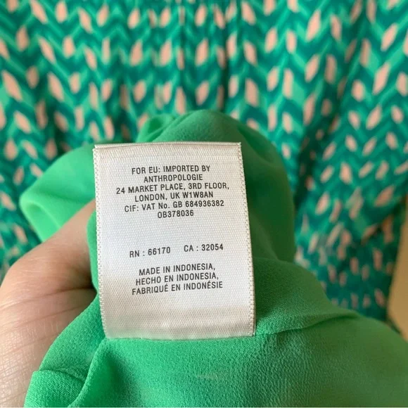 Anthropologie Maeve green and tan geometric midi dress - Picture 7 of 7